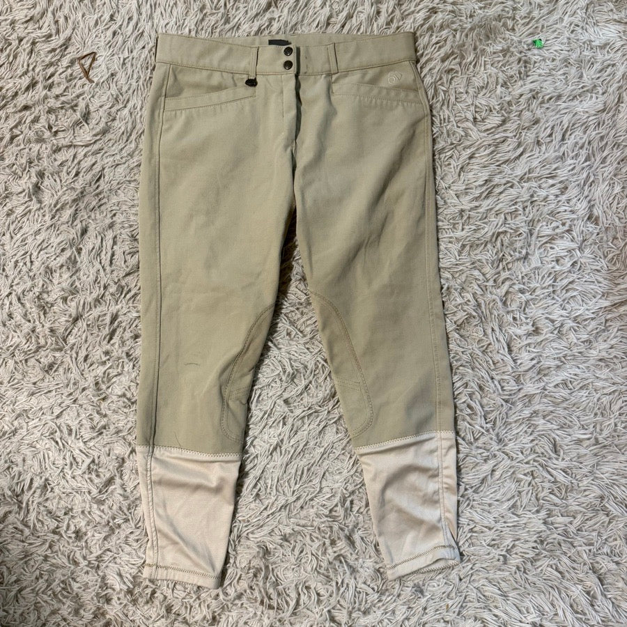 Women’s Size 34 Tan Ovation Knee Patch Horseback Riding Breeches. Good Condition