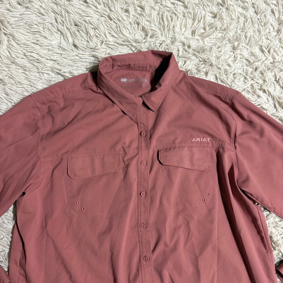 ARIAT Women’s Large Pink Ariat Long Sleeve Horseback Riding Button Down Sunshirt (2)