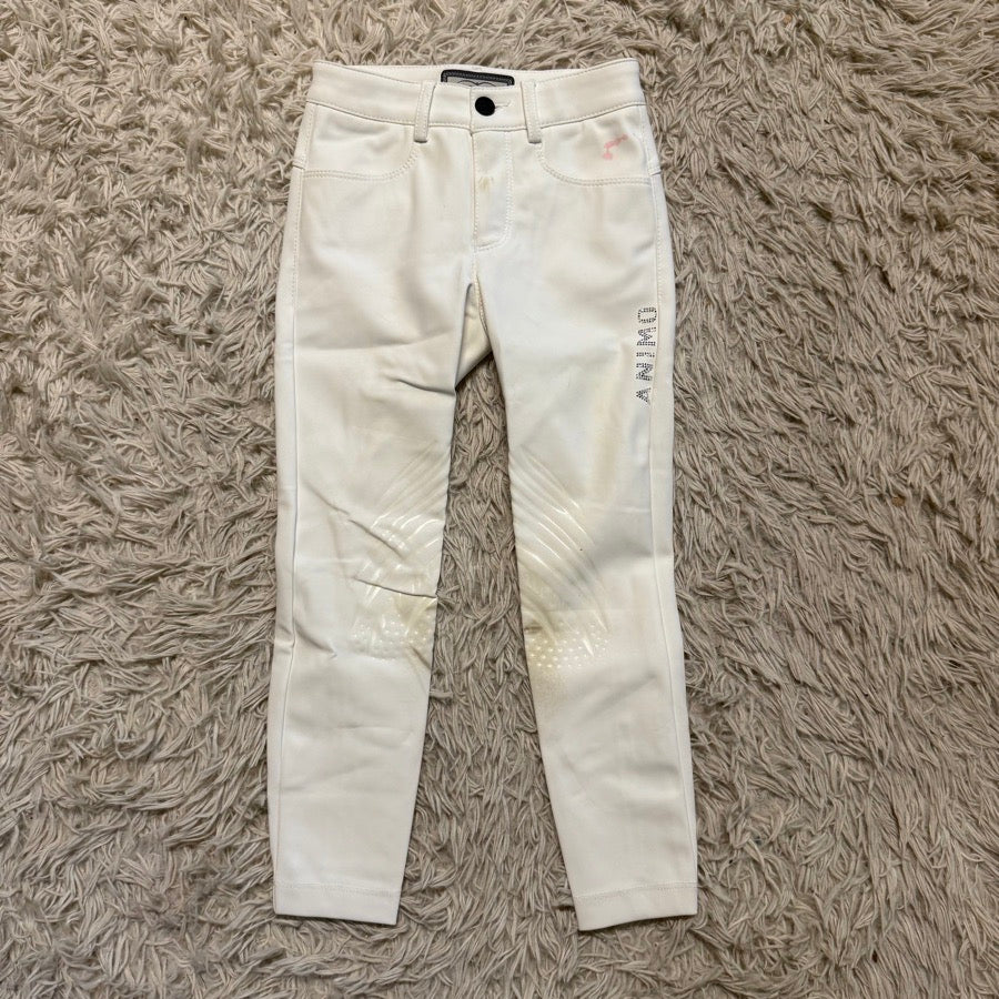 Girl’s Size 6 White Animo Knee Patch Horseback Riding Breeches. Good Condition.