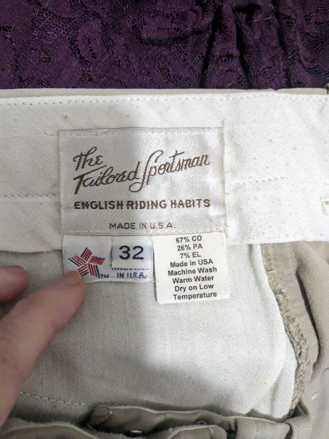 Worn once! Tailored Sportsman side-zip show breeches, sz 32