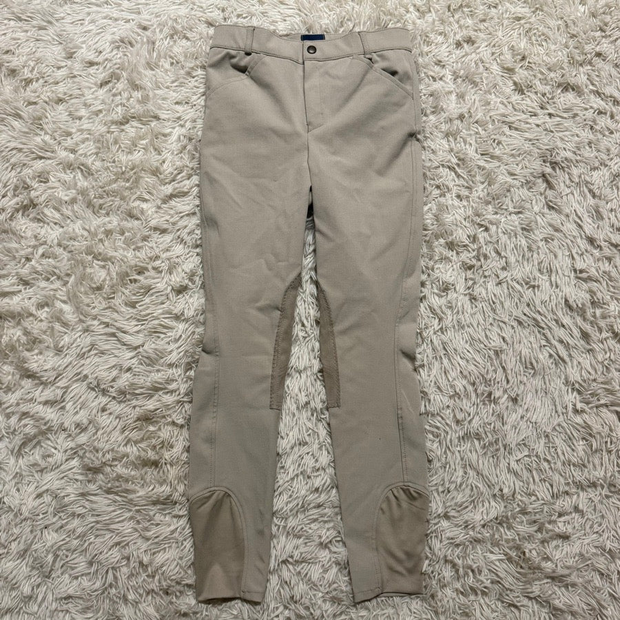 Boy’s Size 16 Tan Ovation Knee Patch Horseback Riding Breeches. Good Condition.