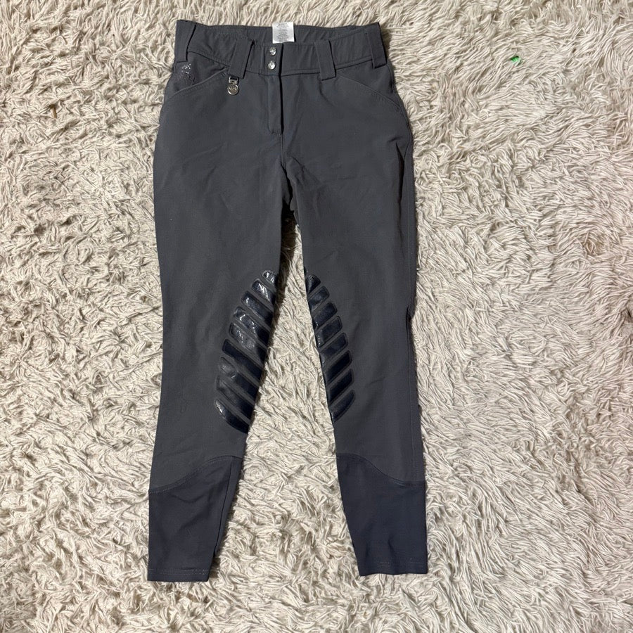 Women’s Size 24 Grey Kastel Denmark Knee Patch Horseback Riding Breeches.