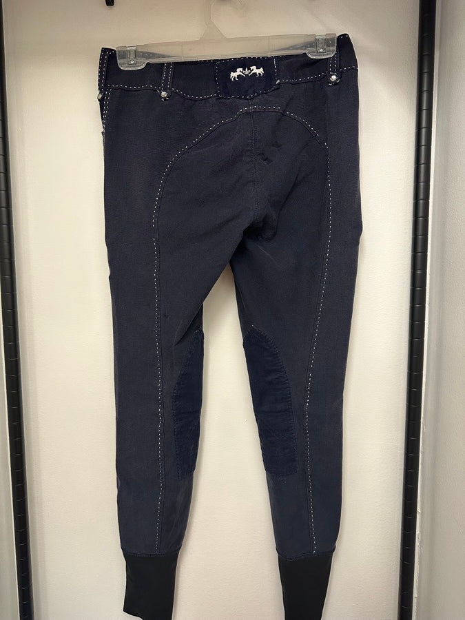 Equine Couture Navy Blakely Knee Patch Breech 28
