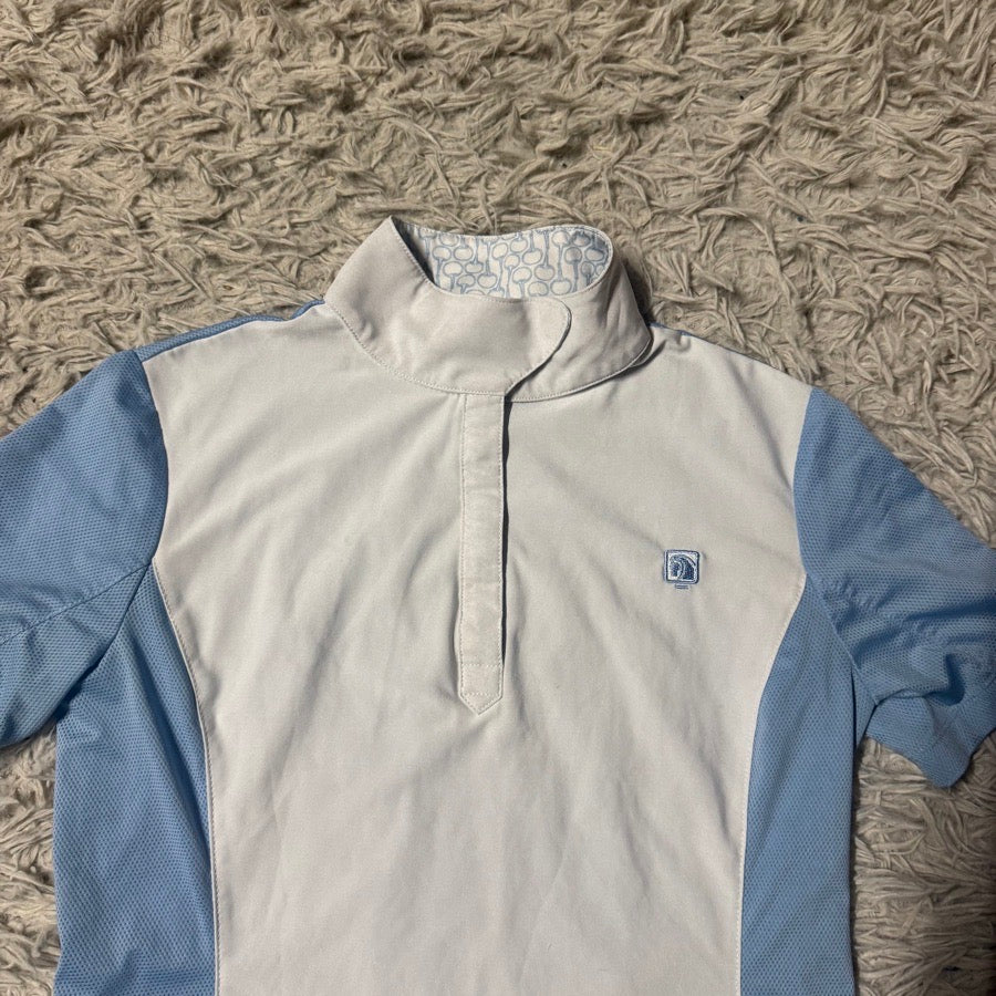 ROMFH Child’s XL White/Blue Romfh Short Sleeve Horseback Riding Show Shirt (2)