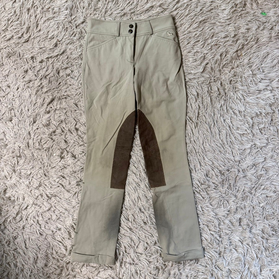 Girl’s Size 14 Tan RJ Classics Knee Patch Horseback Riding Jodphur Breeches