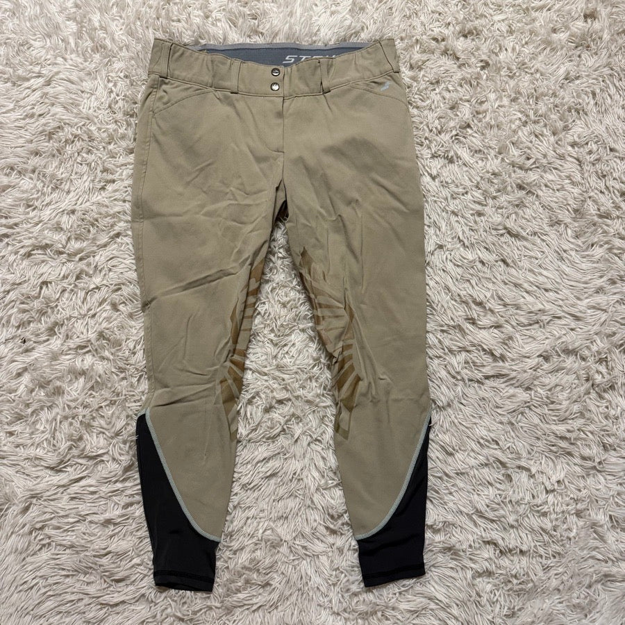 Women’s Size 34 Tan Struck Knee Patch Horseback Riding Breeches. Good Condition.