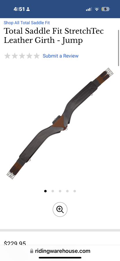 TOTAL SADDLE FIT Total fit girth english leather StretchTec leather girth 50”