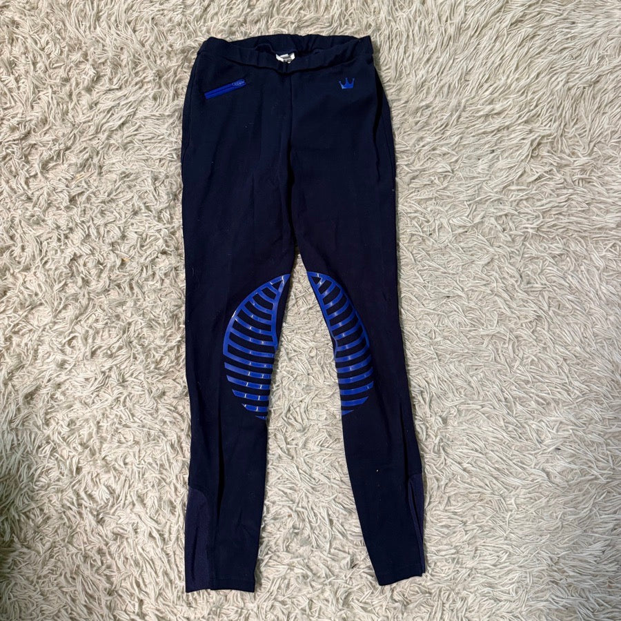 Girl’s Size 12 Navy HR Farm Knee Patch Horseback Riding Breeches. Good Cond.
