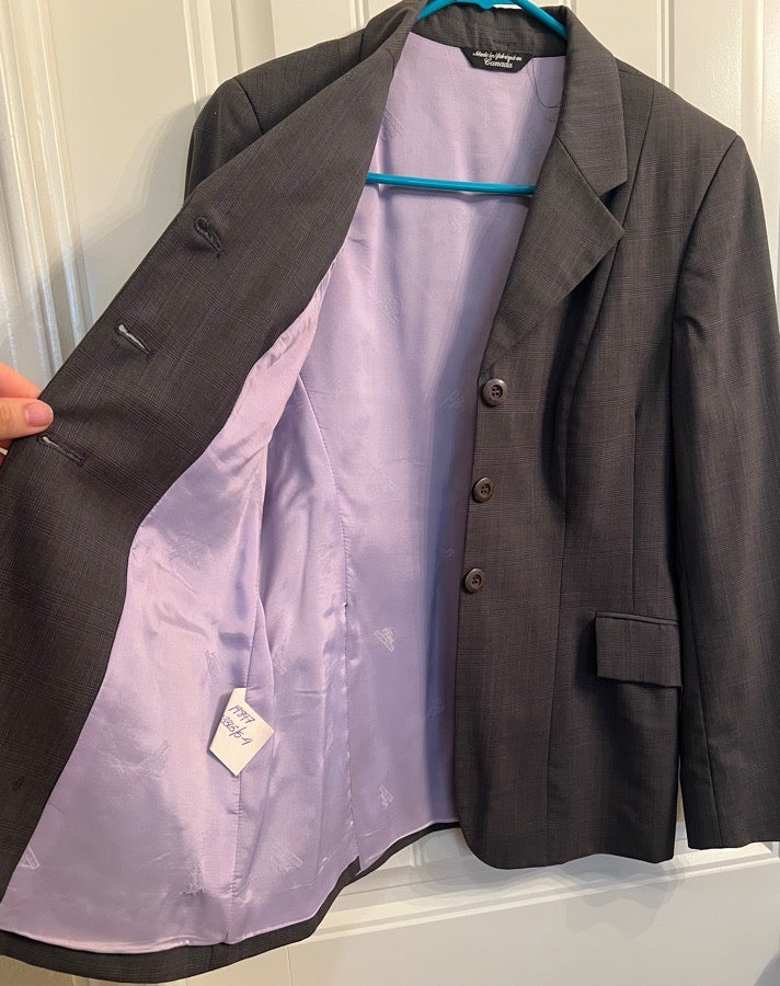 Beautiful Grand Prix hunt coat. Size 12R color grey with lavender lining