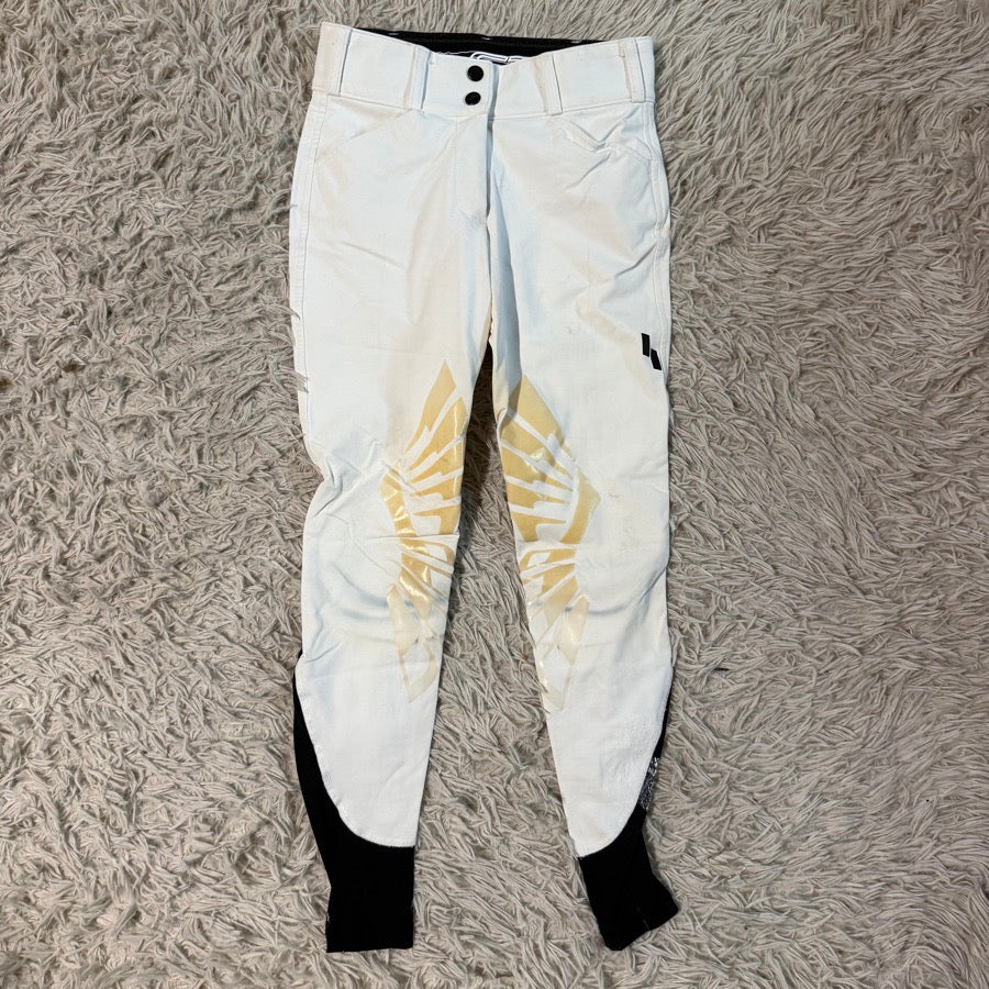 Women’s Size 22 White Struck Knee Patch Horseback Riding Breeches