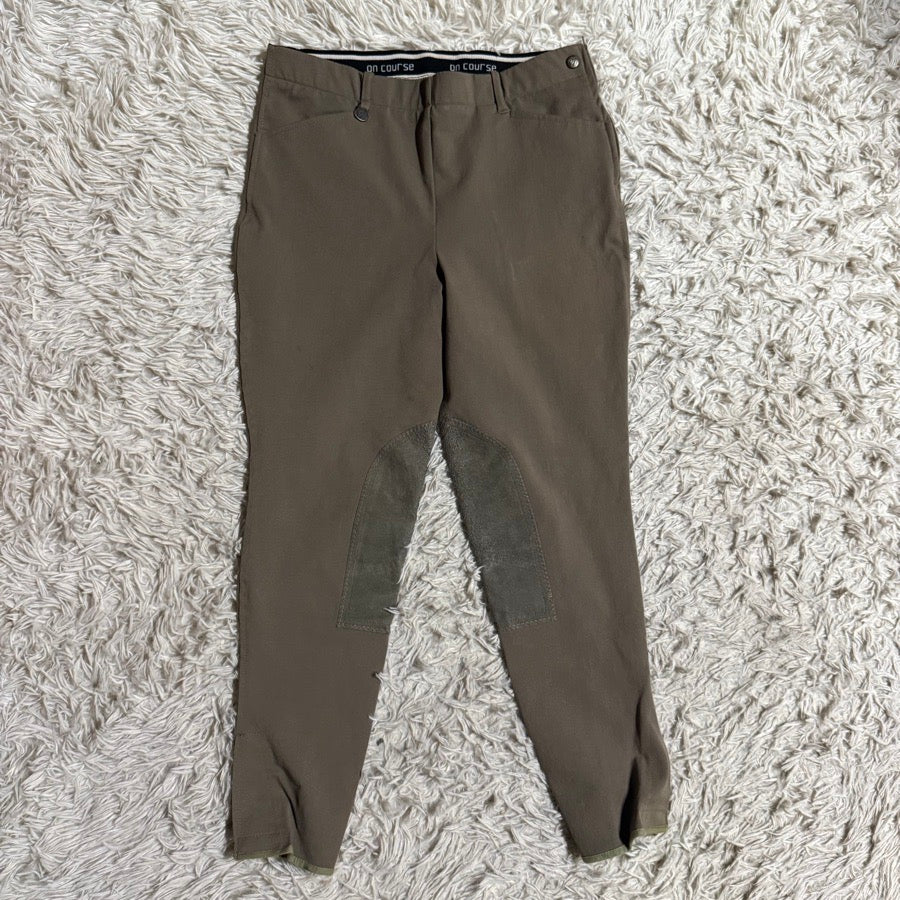 Women’s Size 32 Brown On Course Knee Patch Horseback Riding Breeches. Good Cond.