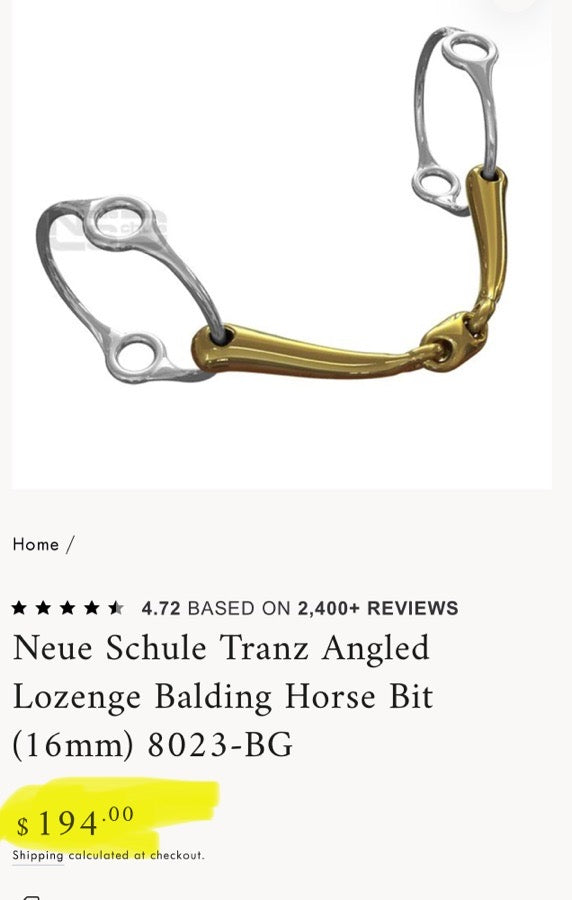 DOVER SADDLERY Neue Schule Tranz Angled Lozenge Balding Running Lever Bit (4)