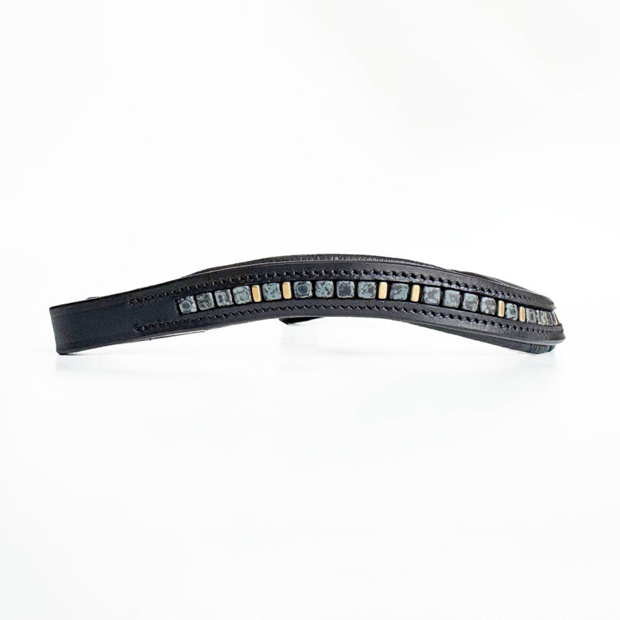 OTHER Gray & Gold Beaded Browband (2)