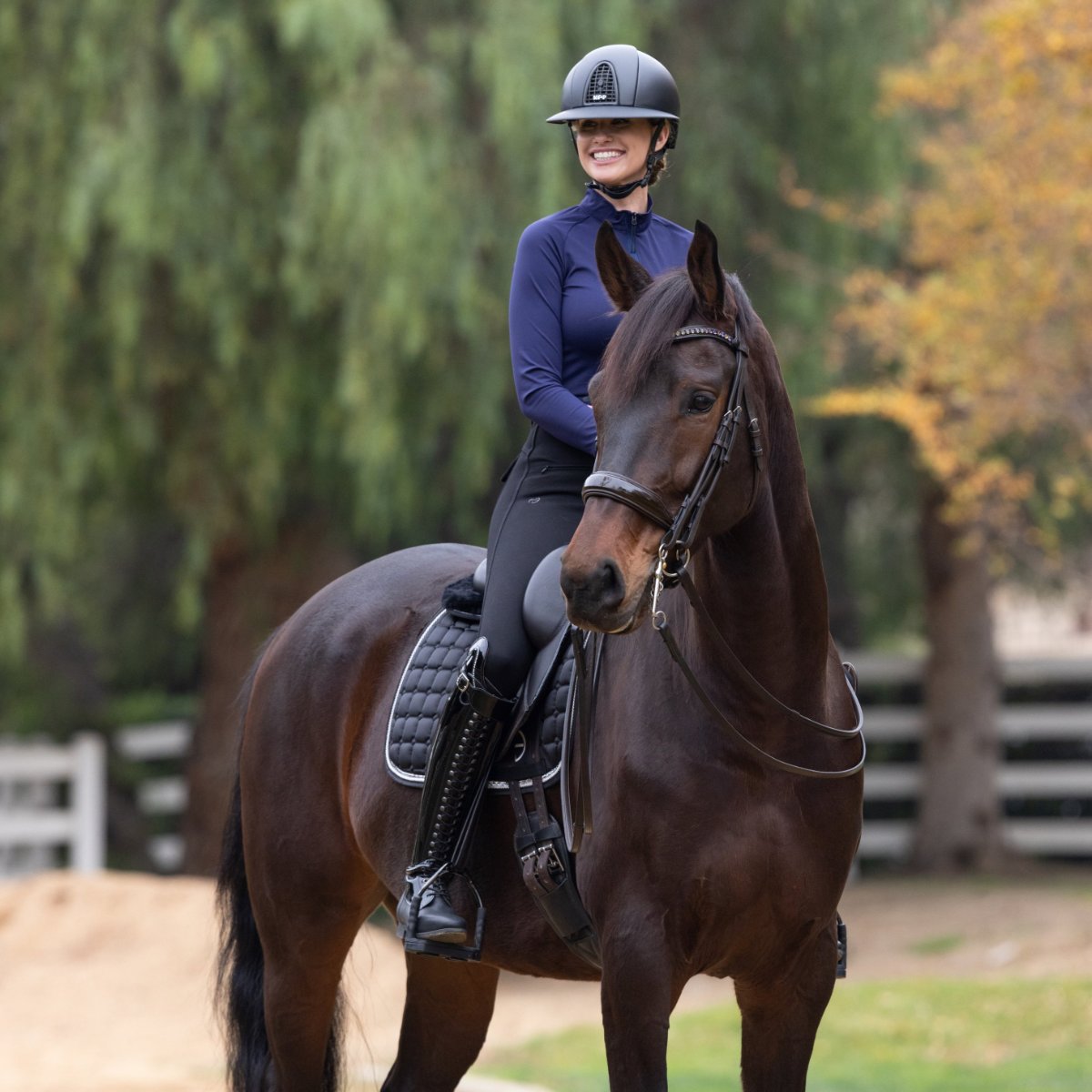 HALTER EGO Jacki Long Sleeved Everyday Schooling Top - Midnight Blue