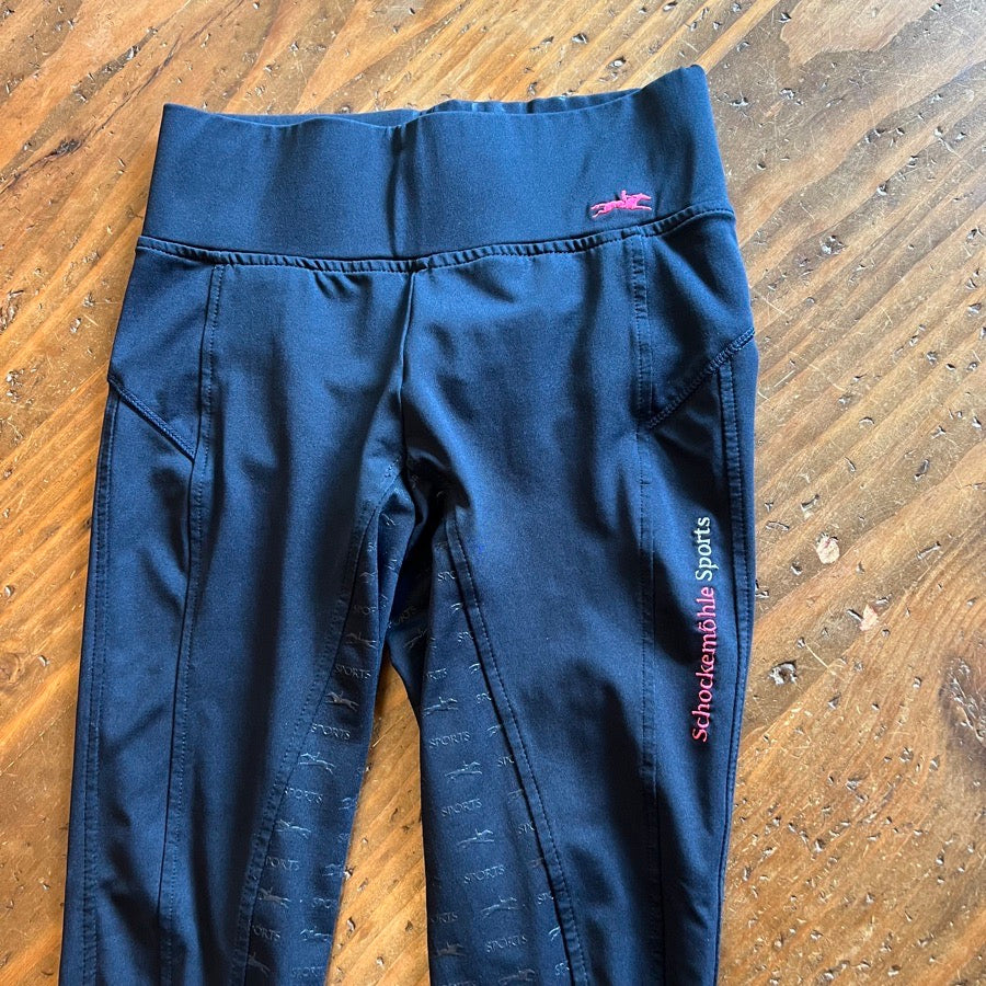 Schockemohle Sports Navy Riding Tights Breeches Women’s 22R IT38R Full Seat Grip