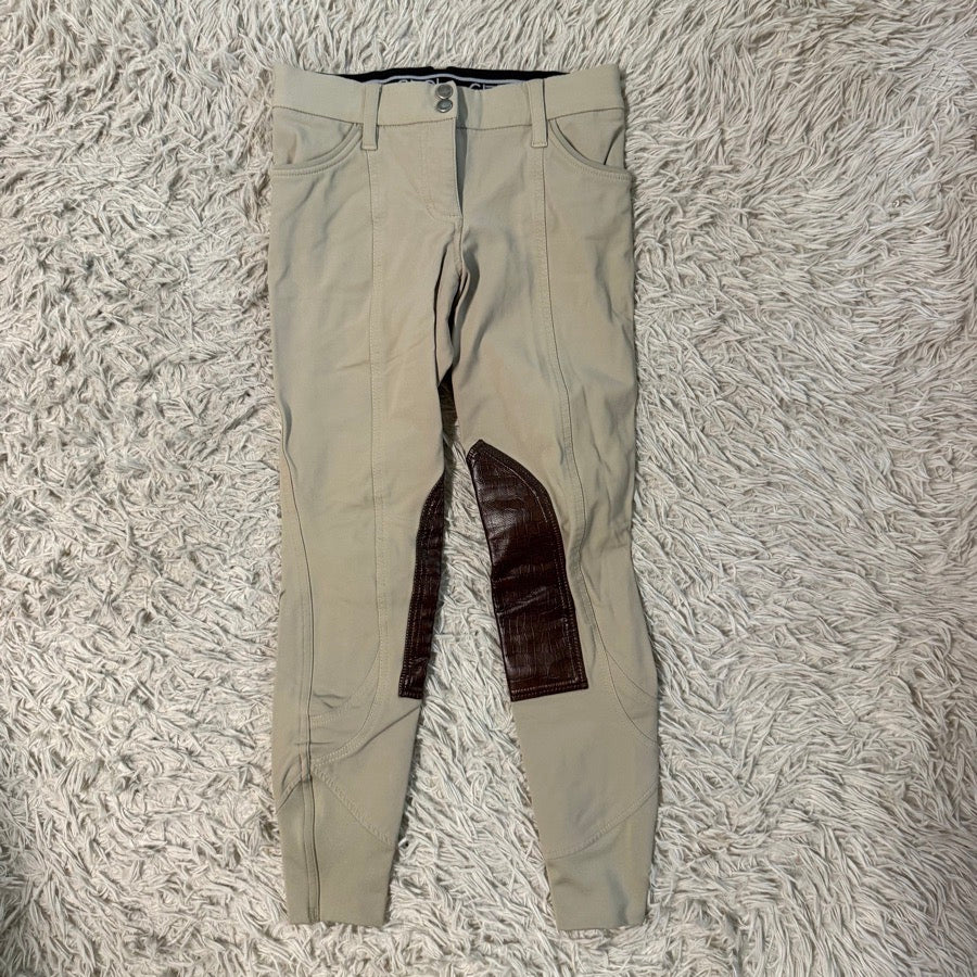 Women’s Size 26 Tan Ghodho Knee Patch Horseback Riding Breeches. Good Condition.