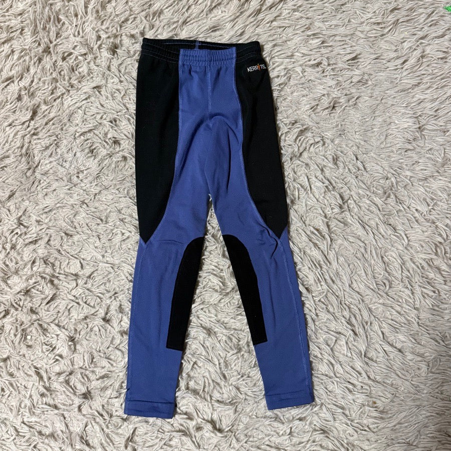 Girl’s XS Black/Blue Kerrits Knee Patch Horseback Riding Tights. Good Condition.