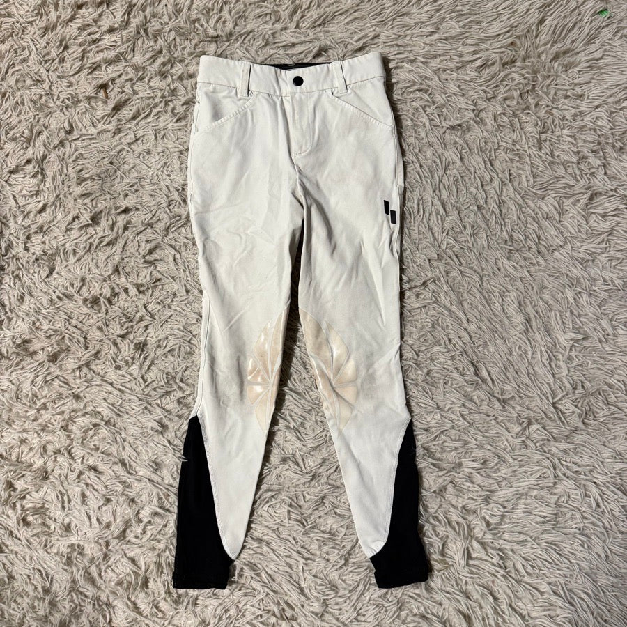 Girl’s Size 10 White Struck Knee Patch Horseback Riding Breeches