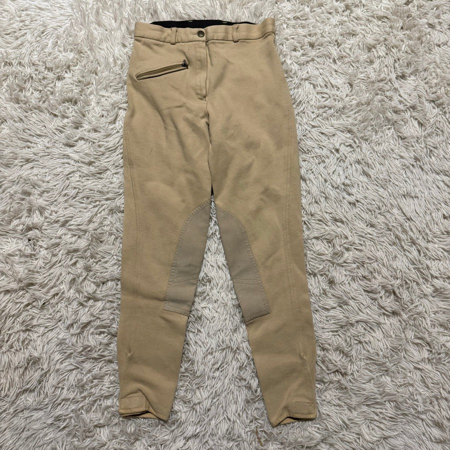 Women’s Size 28 Tan Unbranded Knee Patch Horseback Riding Breeches. Good Cond.