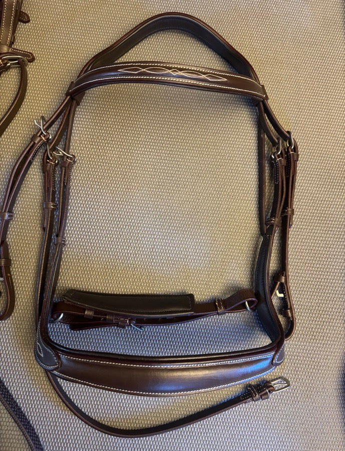 FREE RIDE EQUESTRIAN FRE Fancy Stitch Ergonomic Bridle With Reins