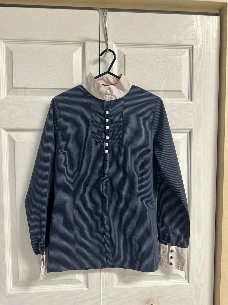 HORSEWARE IRELAND Horseware Ladies Long Sleeve Competition Show Shirt -Blue Pinstripe -Medium/40 (2)
