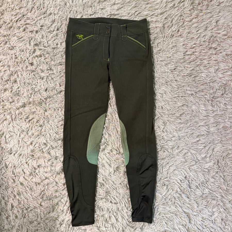 Women’s Size 24 Green Smartpak Piper Knee Patch Horseback Riding Breeches