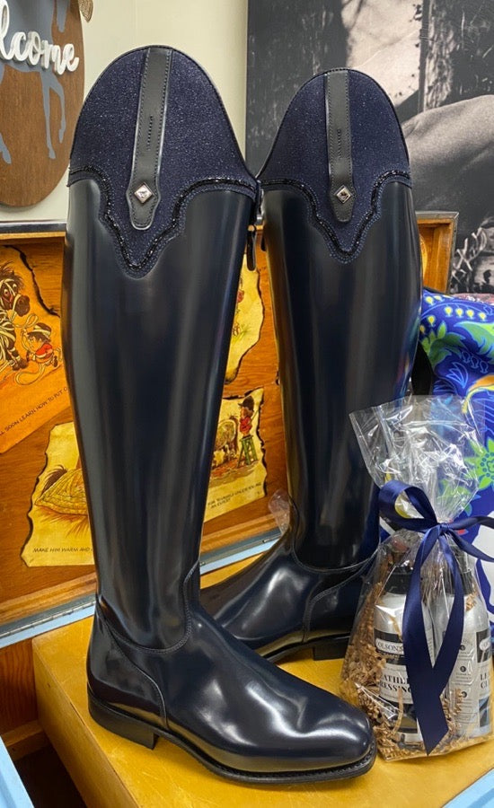 Custom Navy DeNiro Dressage Boots 39 Ma XXL