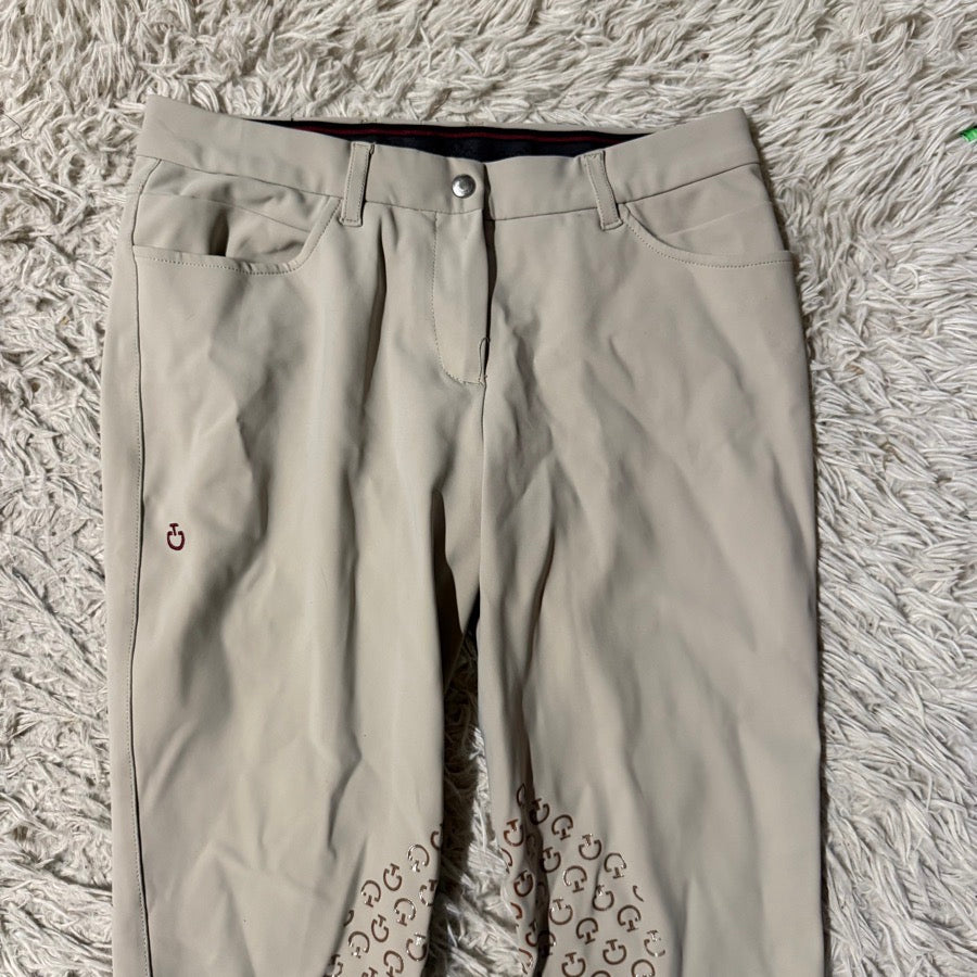 Women’s Size IT44 Tan Cavalleria Toscana Knee Patch Horseback Riding Breeches