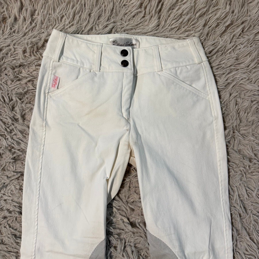 Women’s Size 24 White Tailored Sportsman Knee Patch Horseback Riding Breeches