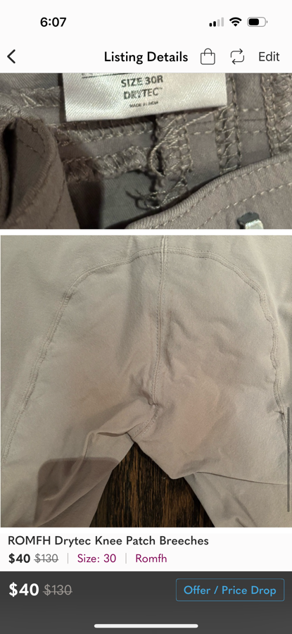 ROMFH Drytec Knee Patch Breeches