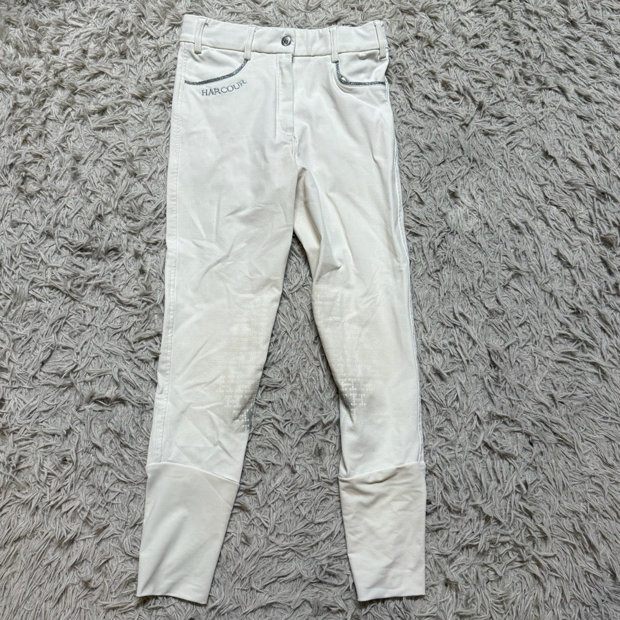 Women’s Size 24 White Harcour Knee Patch Horseback Riding Breeches