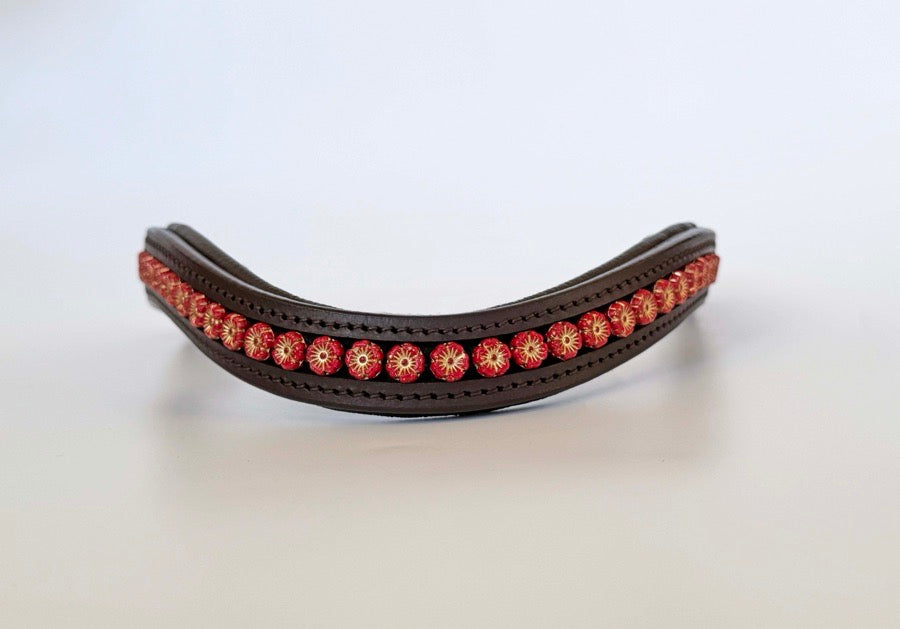 OTHER Red Flower Beaded Browband (2)