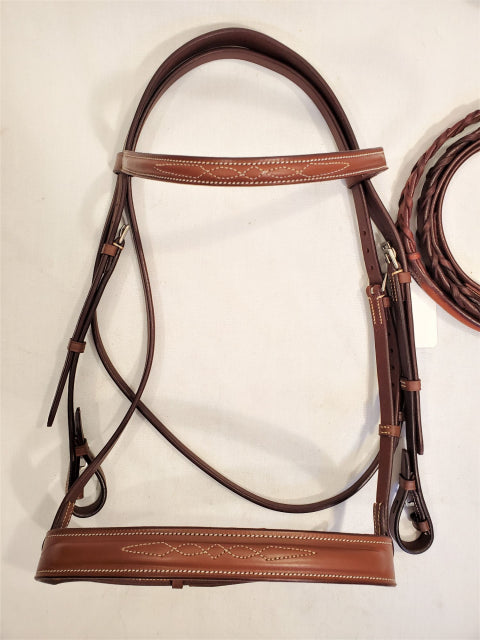 EquuSport Custom Fancy Wide Noseband Bridle With Reins (1/2" Cheeks) - XFull - New!