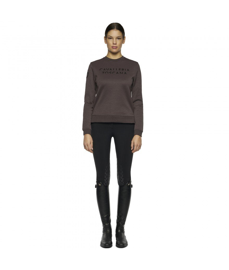 Bonded Pique Sweatshirt W/Side Slits Dark Brown Cavalleria Toscana - XS