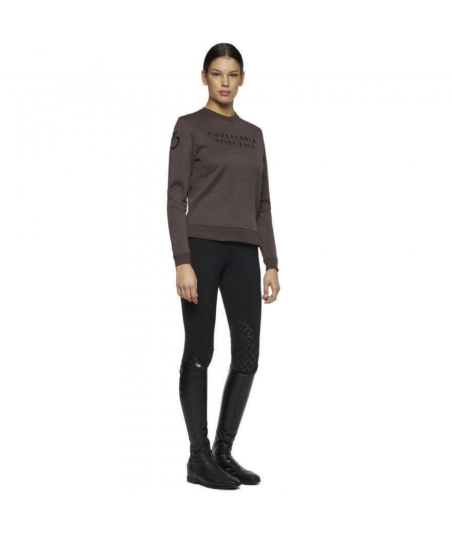 Bonded Pique Sweatshirt W/Side Slits Dark Brown Cavalleria Toscana - XS