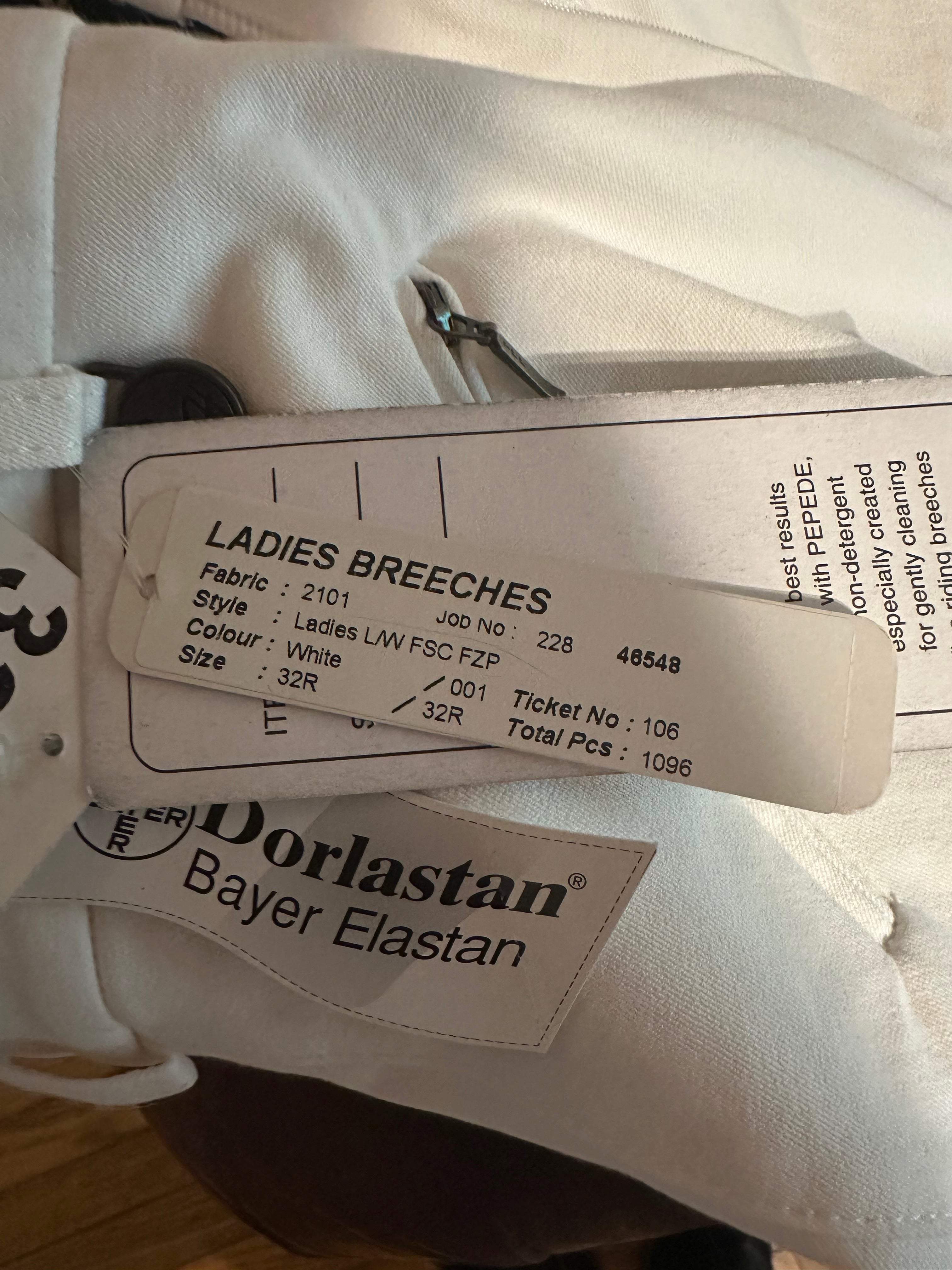 Royal Highness Womens Full Seat White Breeches Size 32