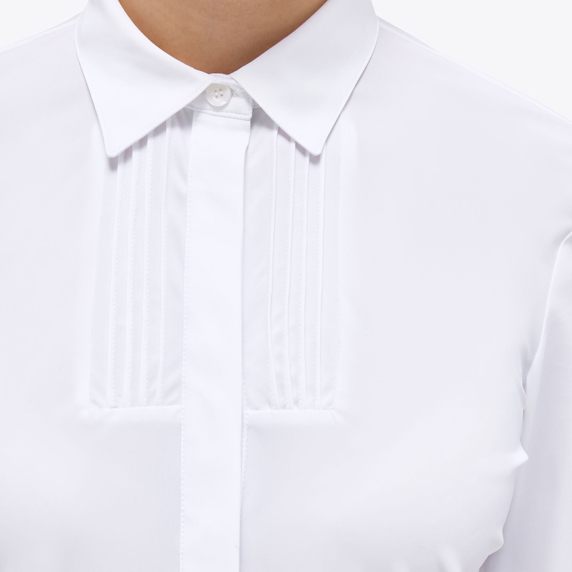 Lightweight Jersy w/ Pleated Mini Bib L/S Blouse