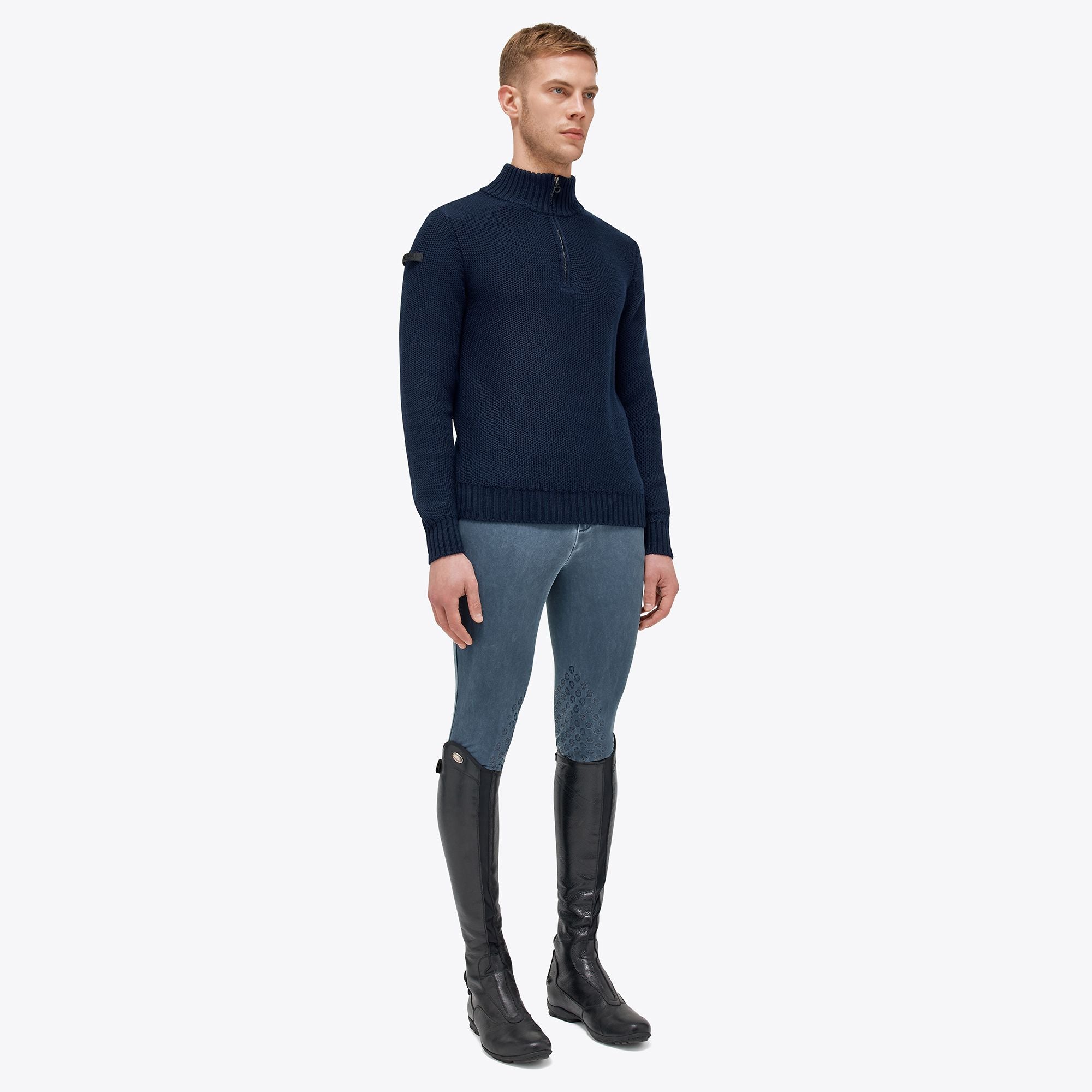 CT Label Half Zip Turtleneck Merino Wool Knit Sweater