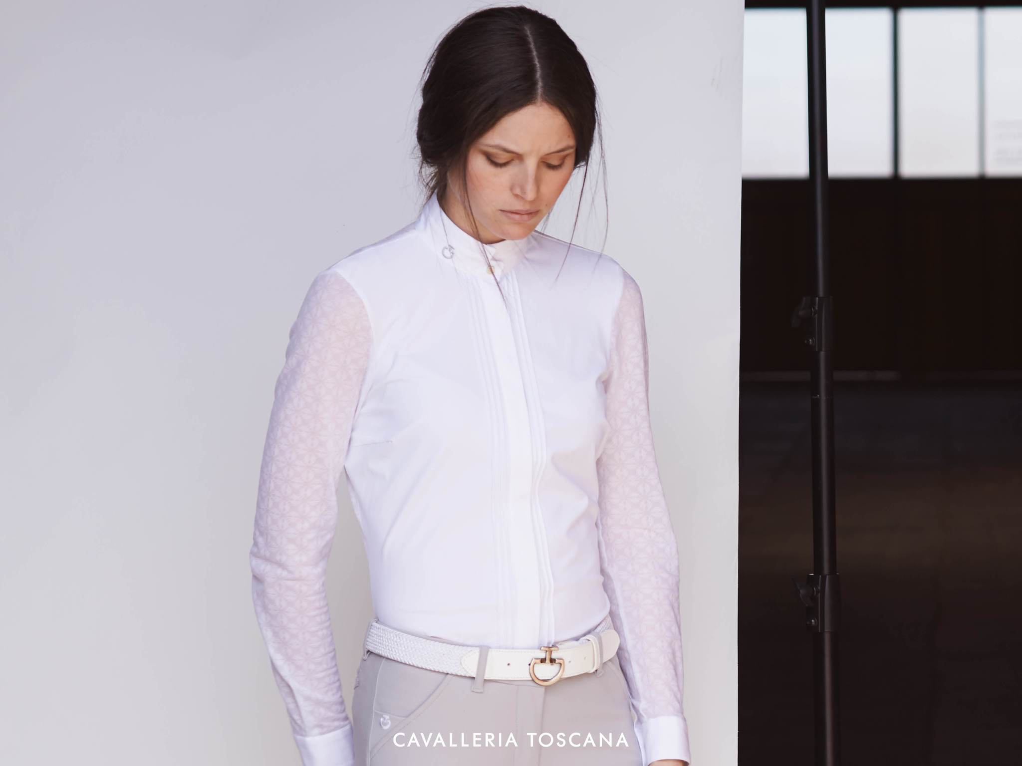 Cavalleria Toscana Transparent Jersey Elegant Competition Long Sleeve Shirt - New!