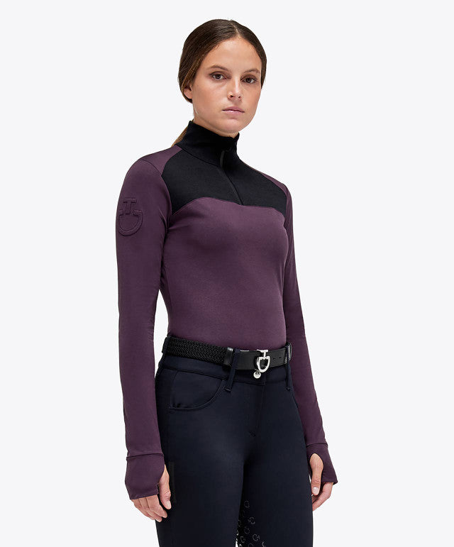 Cavalleria Toscana Ladies Tech Wool 1/2 Zip Turtleneck