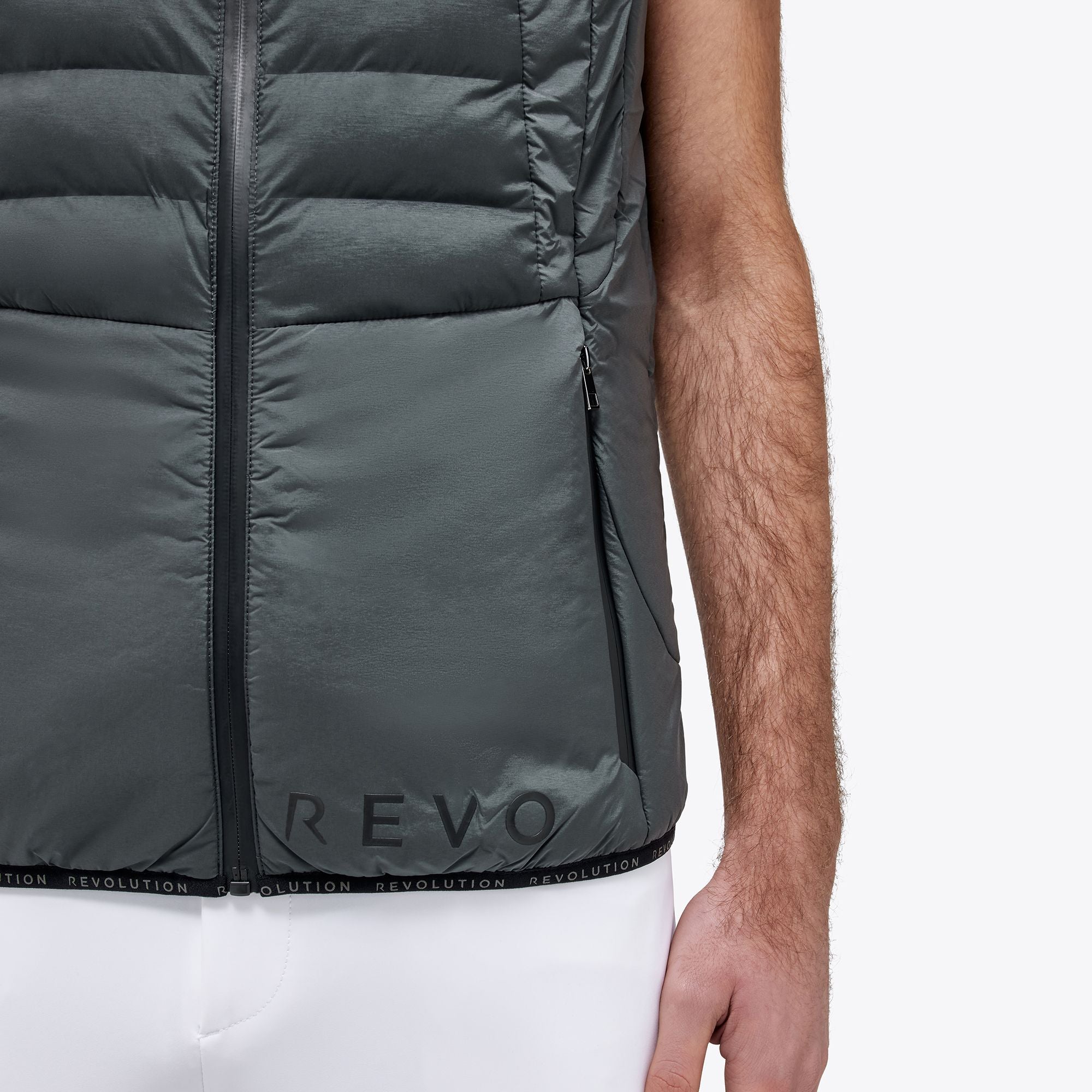 Revo Laser Cut Logo Nylon Hooded Puffer Vest