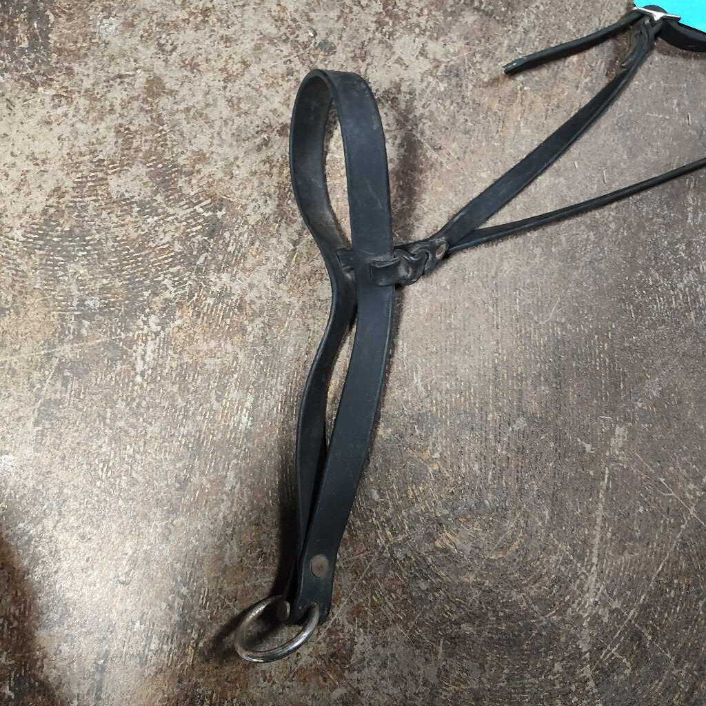 Black flat leather like/ biothane tie down noseband