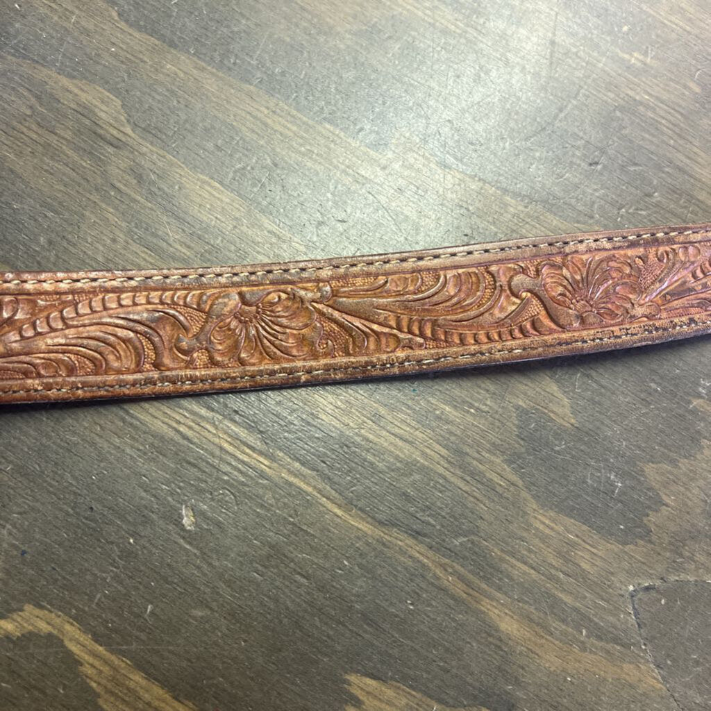 Leather belt- floral tooled