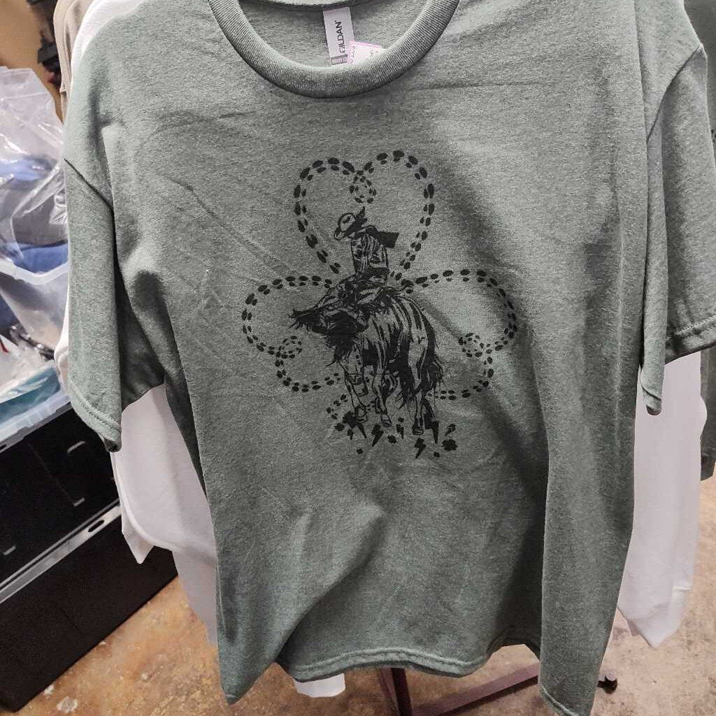 T-Shirt- Clover and bucking bronco