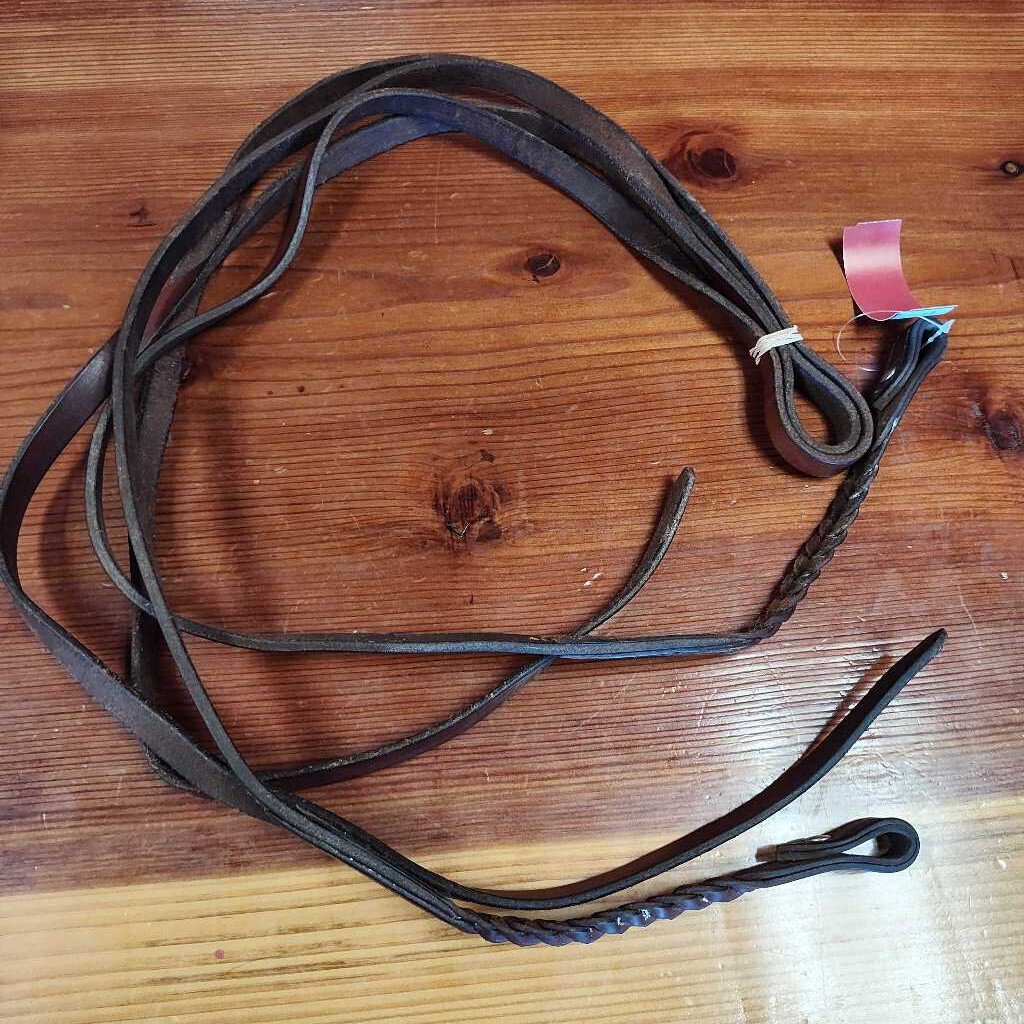 Leather split reins- Braided ends