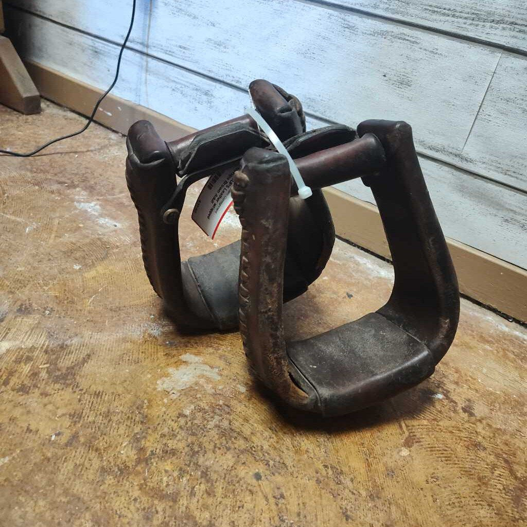 Leather wrapped stirrups