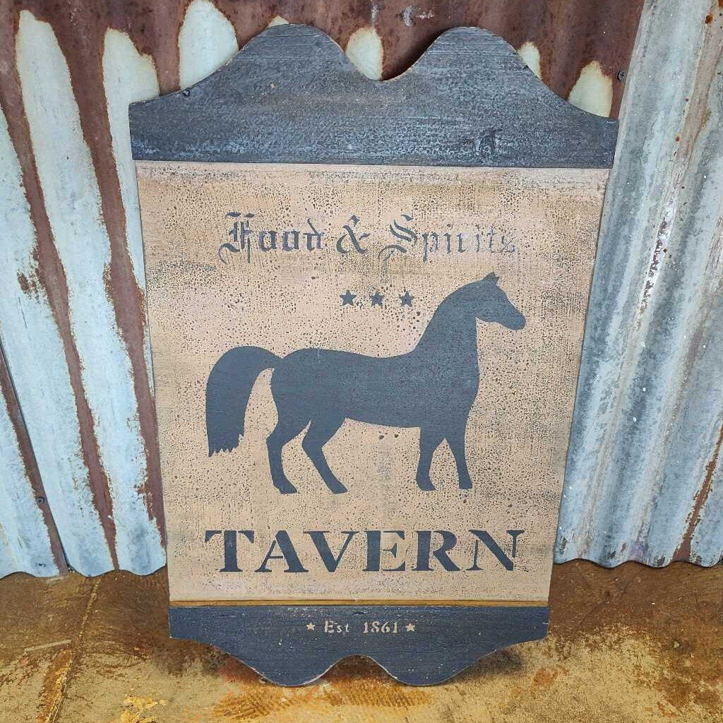 Wood tavern horse sign