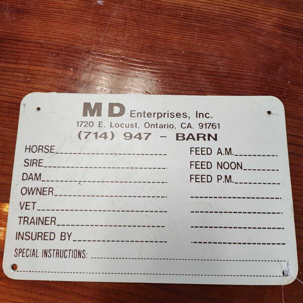 Stable plaque/ stall tag