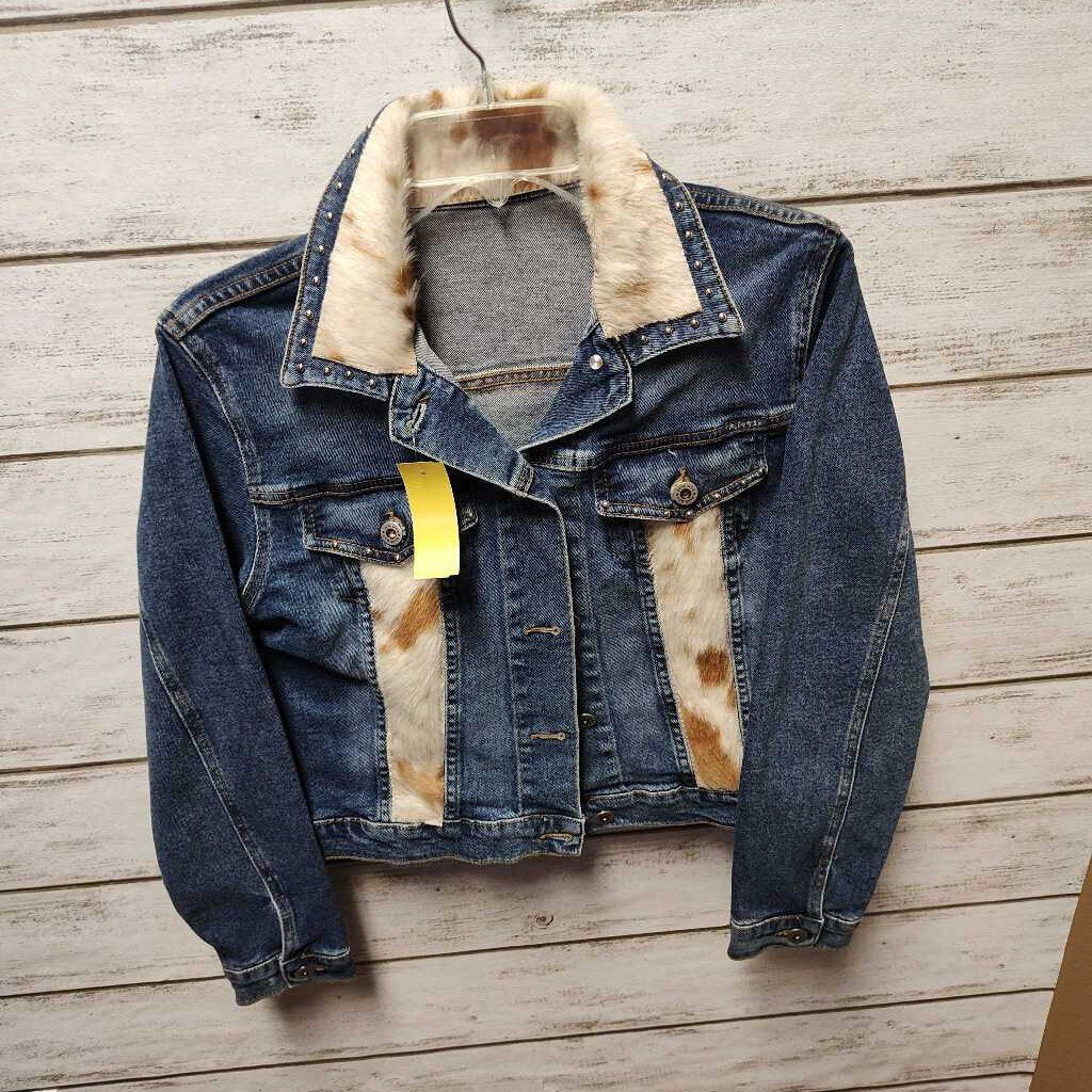 Jean jacket with cowhide detail- adult