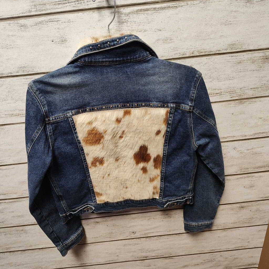 Jean jacket with cowhide detail- adult